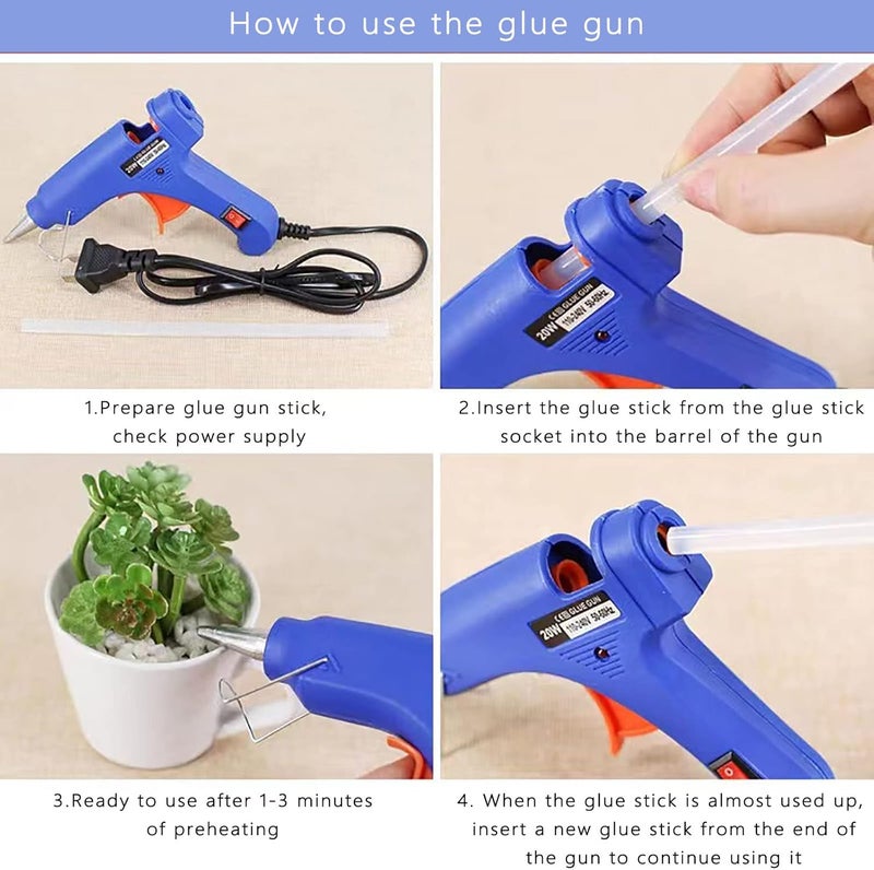 FYOUNG Mini Hot Glue Gun 2-Pack Blue Pink 35pcs Hot Glue Sticks for Quick Fix Artist DIY Art Home 20w - Image 3